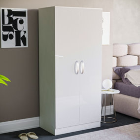 Vida Designs Hulio White High Gloss 2 Door Wardrobe (H)1700mm (W)760mm (D)470mm