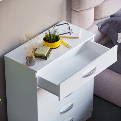 Vida Designs Hulio White High Gloss 5 Drawer Chest (H)900mm (W)750mm (D)360mm