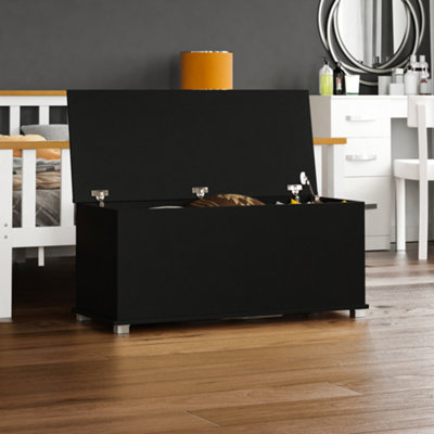 Vida Designs Leon Storage Ottoman Black Storage Bench Chest Bedroom Living Room 