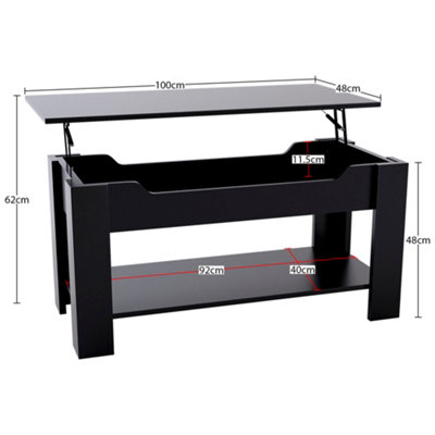 Vida Designs Lift Up Coffee Table, Black