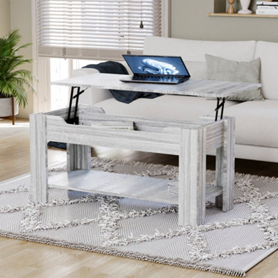 Vida Designs Lift Up Coffee Table, Grey Wood