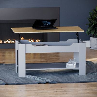 Vida Designs Lift Up Coffee Table, Oak & Grey