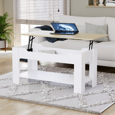 Vida Designs Lift Up Coffee Table, Oak & White