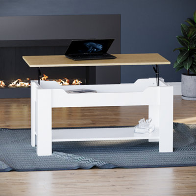 Vida Designs Lift Up Coffee Table, Oak & White