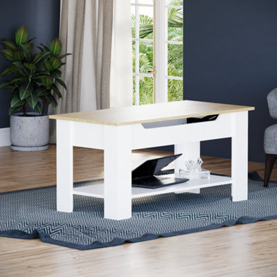Vida Designs Lift Up Coffee Table, Oak & White