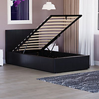 Vida Designs Lisbon Black 3ft Single Ottoman Faux Leather Bed Frame