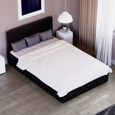 Vida Designs Lisbon Black 4ft Small Double Ottoman Faux Leather Bed Frame