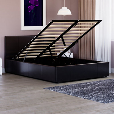 Vida Designs Lisbon Black 4ft6 Double Ottoman Faux Leather Bed Frame