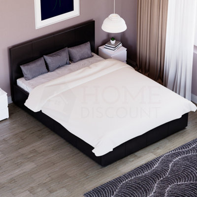 Vida Designs Lisbon Black 4ft6 Double Ottoman Faux Leather Bed Frame