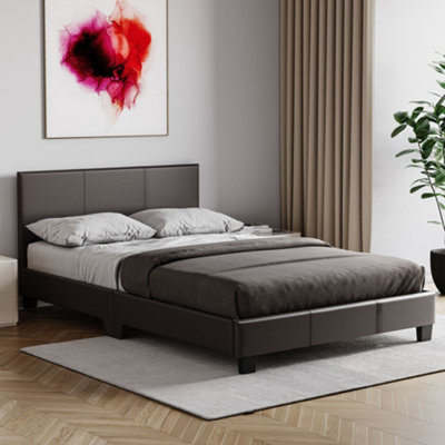 Vida Designs Lisbon Brown 4ft Small Double UKFR Faux Leather Bed Frame