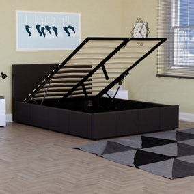 Vida Designs Lisbon Brown 4ft6 Double Ottoman Faux Leather Bed Frame