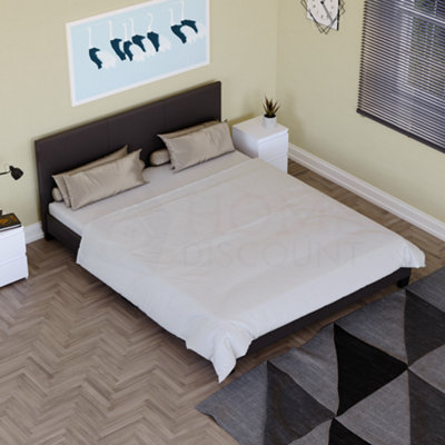 Vida Designs Lisbon Brown 5ft King Size Faux Leather Bed Frame