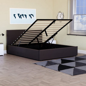 Vida Designs Lisbon Brown 5ft King Size Ottoman Faux Leather Bed Frame