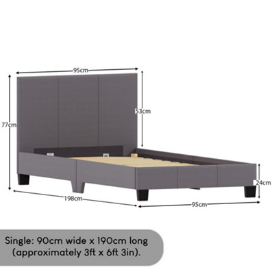 Vida Designs Lisbon Grey 3ft Single Faux UKFR Leather Bed Frame