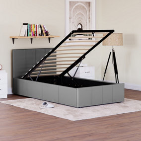 Vida Designs Lisbon Grey 3ft Single Ottoman Faux Leather Bed Frame