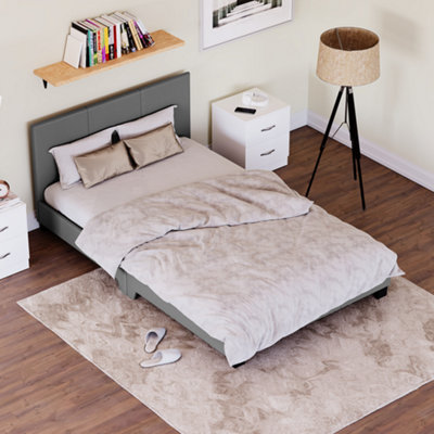 Vida Designs Lisbon Grey 4ft Small Double Faux Leather Bed Frame