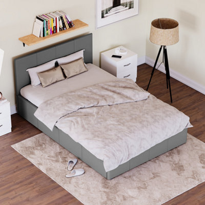 Vida Designs Lisbon Grey 4ft Small Double Ottoman Faux Leather Bed Frame