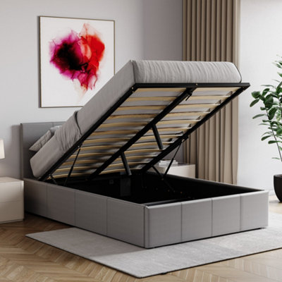 Vida Designs Lisbon Grey 4ft Small Double Ottoman UKFR Faux Leather Bed ...