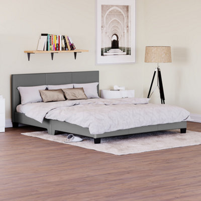 Vida Designs Lisbon Grey 5ft King Size Faux Leather Bed Frame | DIY at B&Q