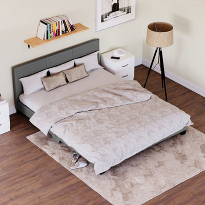 Vida Designs Lisbon Grey 5ft King Size Faux Leather Bed Frame