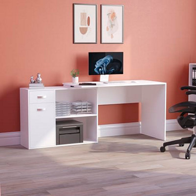 Vida Designs Longton Adjustable, L-Shaped Computer Desk with Shelves ...