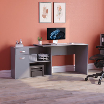 Vida Designs Longton Grey Adjustable L-Shaped Computer Desk with ...