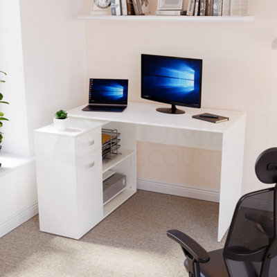 L shaped office desk deals with locking drawers