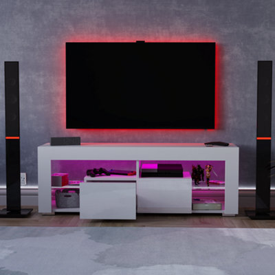 Vida Designs Luna 2 Drawer LED TV Unit, White