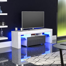 Vida Designs Luna White & Grey 1 Drawer TV Unit Sideboard Cabinet