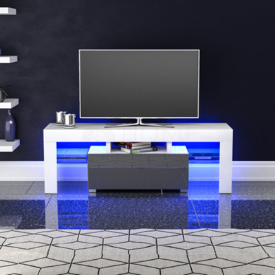 Vida Designs Luna White & Grey 1 Drawer TV Unit Sideboard Cabinet