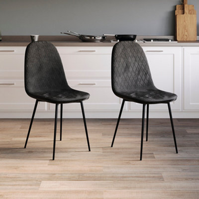 Vida Designs Luton Set of 2 Velvet Dining Chairs, Black