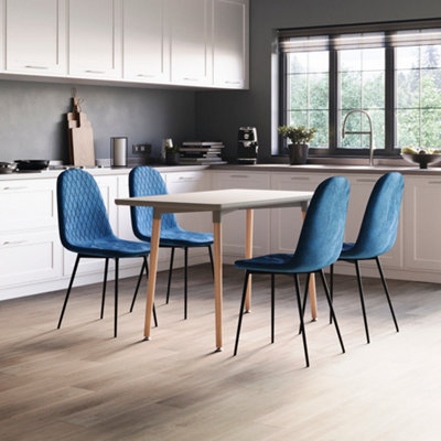 Vida Designs Luton Set of 2 Velvet Dining Chairs, Blue