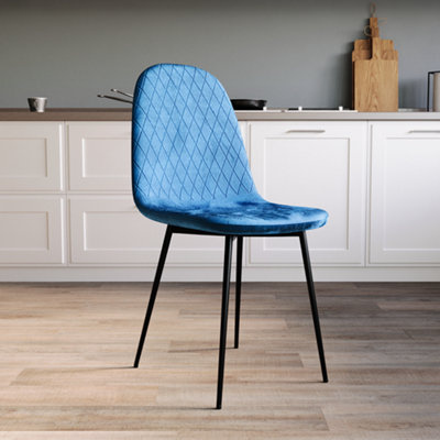 Vida Designs Luton Set of 2 Velvet Dining Chairs, Blue
