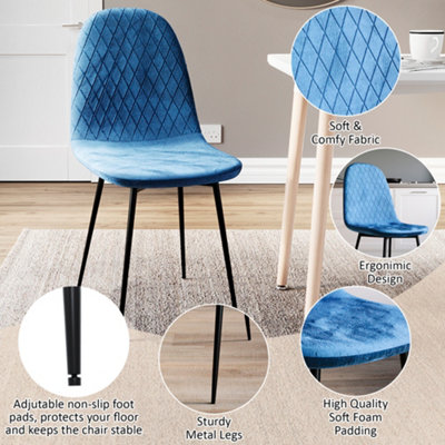 Vida Designs Luton Set of 2 Velvet Dining Chairs, Blue