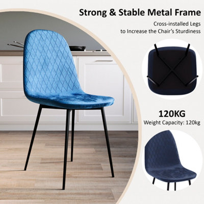 Vida Designs Luton Set of 2 Velvet Dining Chairs, Blue