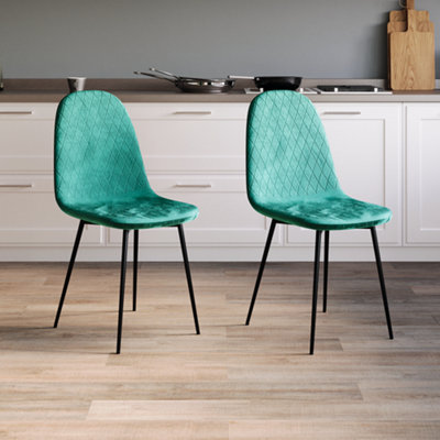 Vida Designs Luton Set of 2 Velvet Dining Chairs, Green