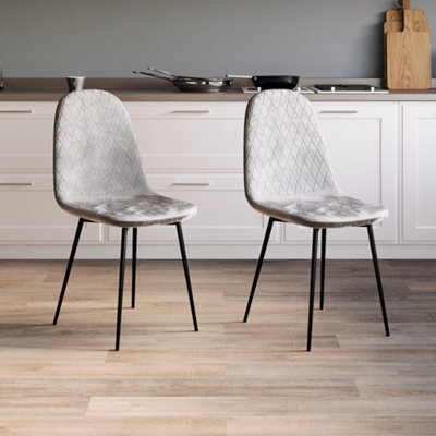 Vida Designs Luton Set of 2 Velvet Dining Chairs, Grey