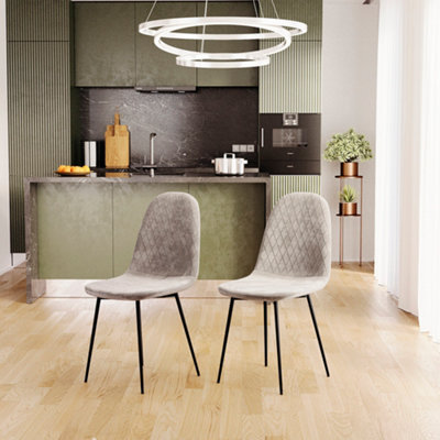 Vida Designs Luton Set of 2 Velvet Dining Chairs, Grey