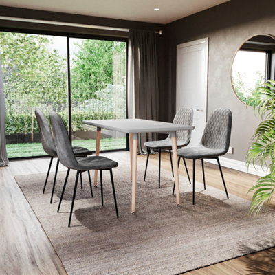 Vida Designs Luton Set of 2 Velvet Dining Chairs, Grey