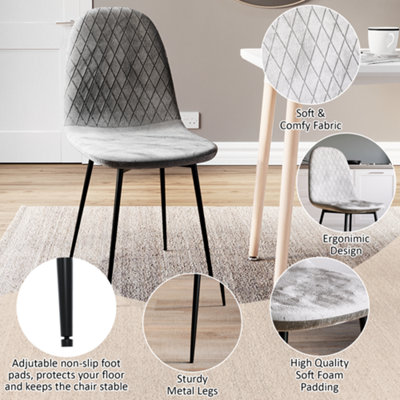Vida Designs Luton Set of 2 Velvet Dining Chairs, Grey