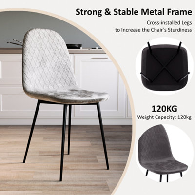 Vida Designs Luton Set of 2 Velvet Dining Chairs, Grey