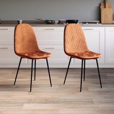 Vida Designs Luton Set of 2 Velvet Dining Chairs, Orange