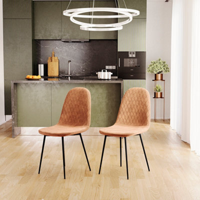 Vida Designs Luton Set of 2 Velvet Dining Chairs, Orange