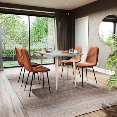 Vida Designs Luton Set of 2 Velvet Dining Chairs, Orange