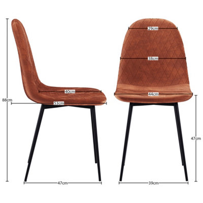 Vida Designs Luton Set of 2 Velvet Dining Chairs, Orange