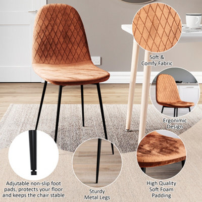 Vida Designs Luton Set of 2 Velvet Dining Chairs, Orange