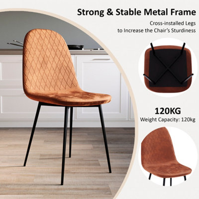 Vida Designs Luton Set of 2 Velvet Dining Chairs, Orange