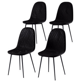 Vida Designs Luton Set of 4 Velvet Dining Chairs, Black