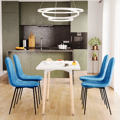 Vida Designs Luton Set of 4 Velvet Dining Chairs, Blue
