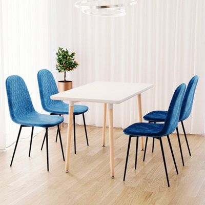 Vida Designs Luton Set of 4 Velvet Dining Chairs, Blue